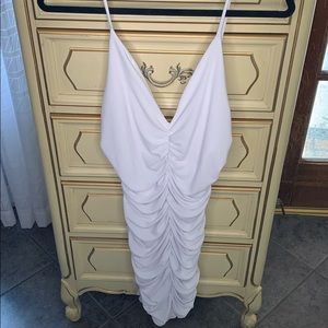 Sexy ruched white mini dress